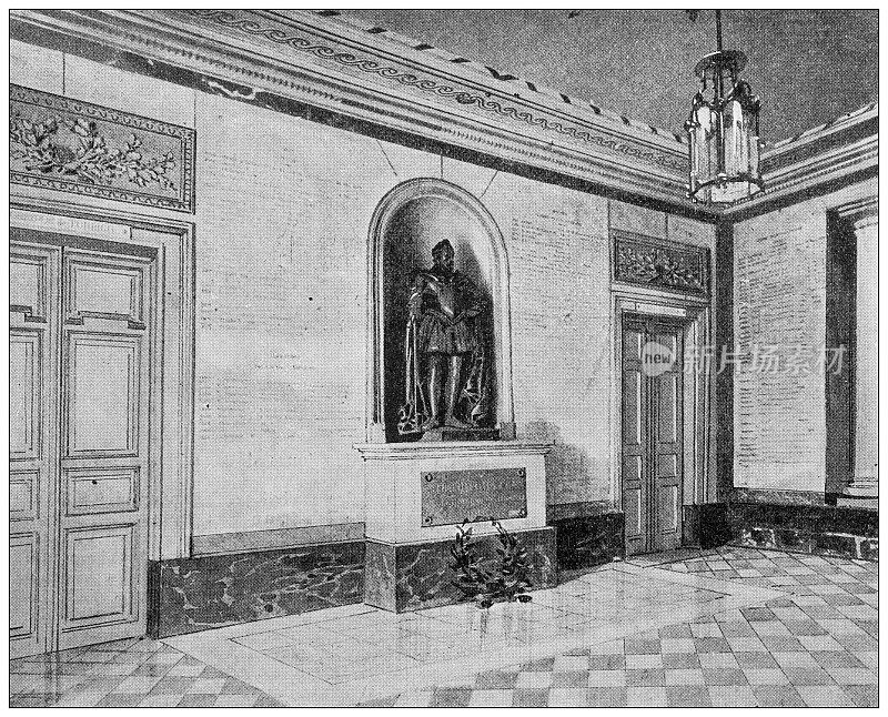 Antique image: French national military academy La Flèche, Descartes room